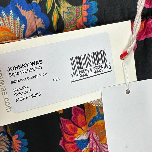 Johnny Was Sidonia Silk Lounge Pant Pull On Floral Embroidery Resort XXL NWT - Picture 11 of 15